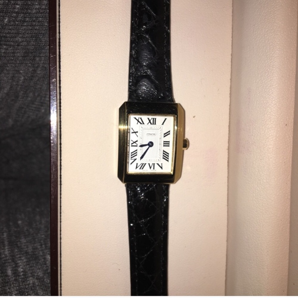 Black Leather Coach Watch